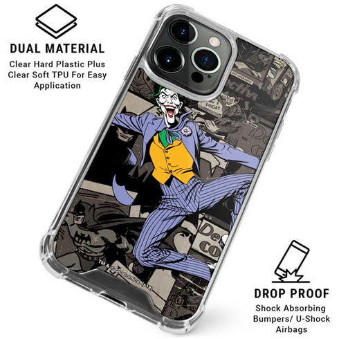 DC Comics The Joker Vintage Action pose pattern iPhone 16 Pro Clear Case